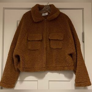COMMENSE Rust Coloured Sherpa Jacket